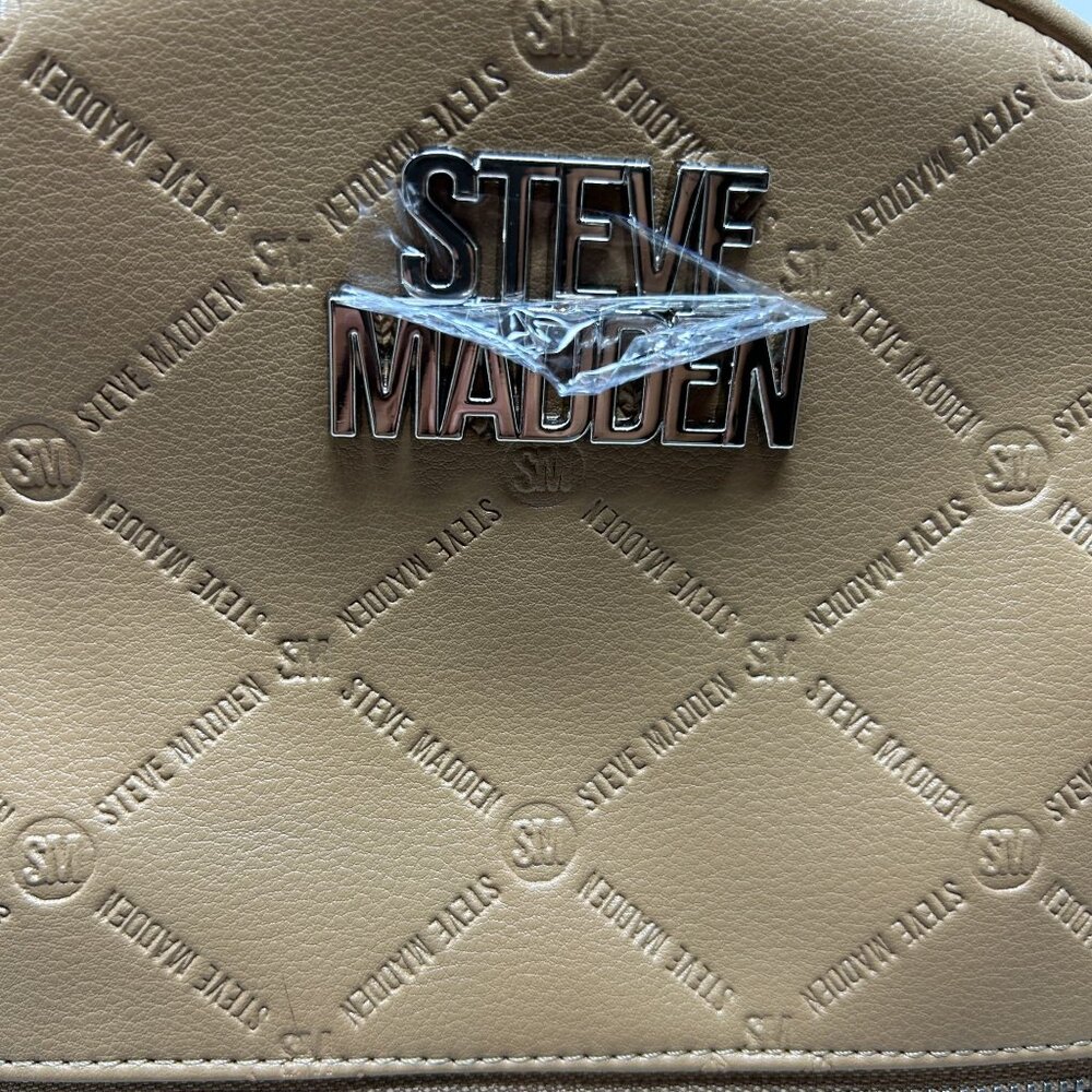 Steve Madden Tan Quilted Mini Backpack With Card Holder & Adjustable Straps - Picture 7 of 11